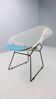 Diamond chair by Harry Bertoia in white & black metal and new blue seating