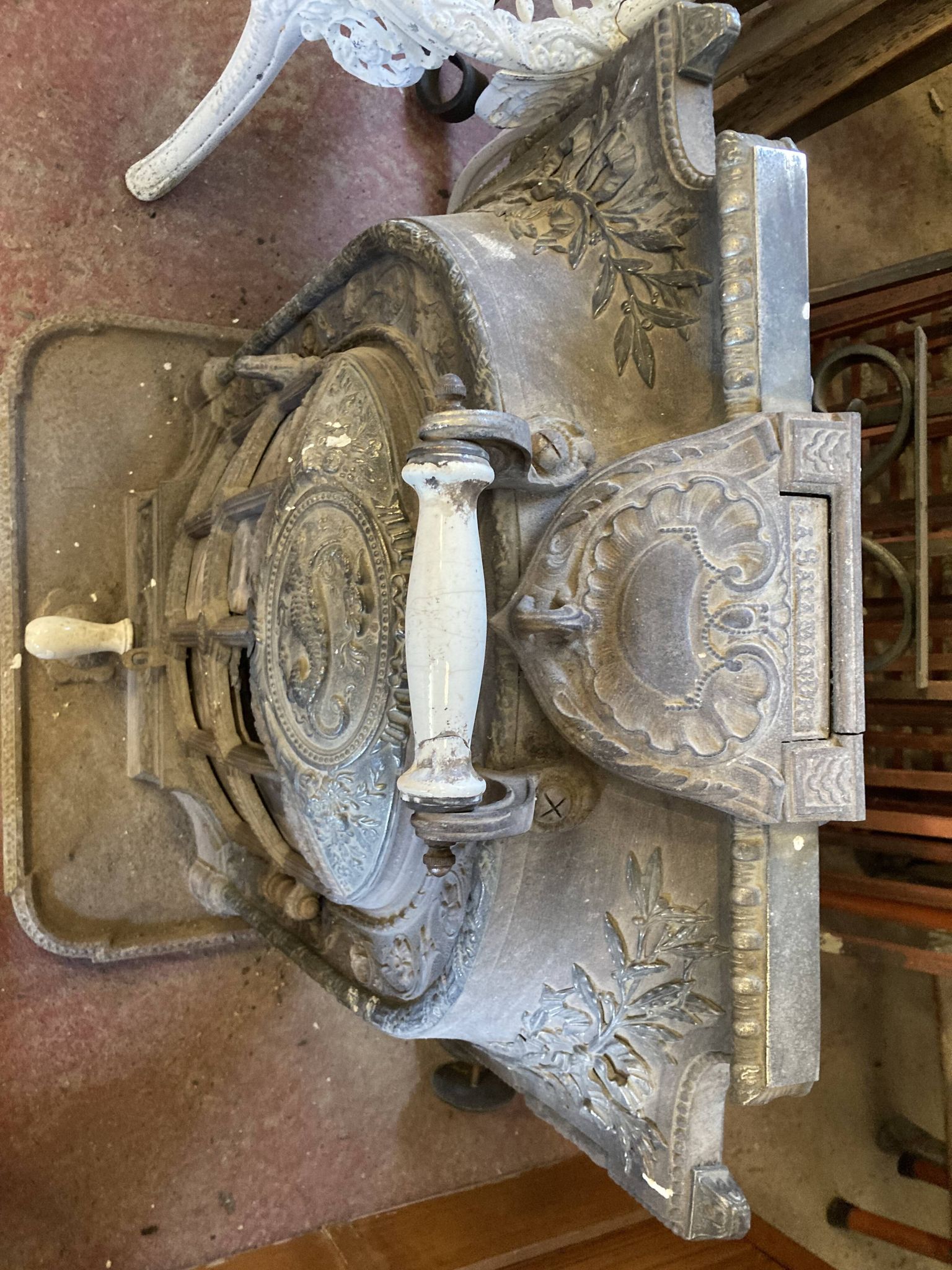 Cast iron poele emailthe brand la salamandre e l habouche model louis xvi late nineteenth