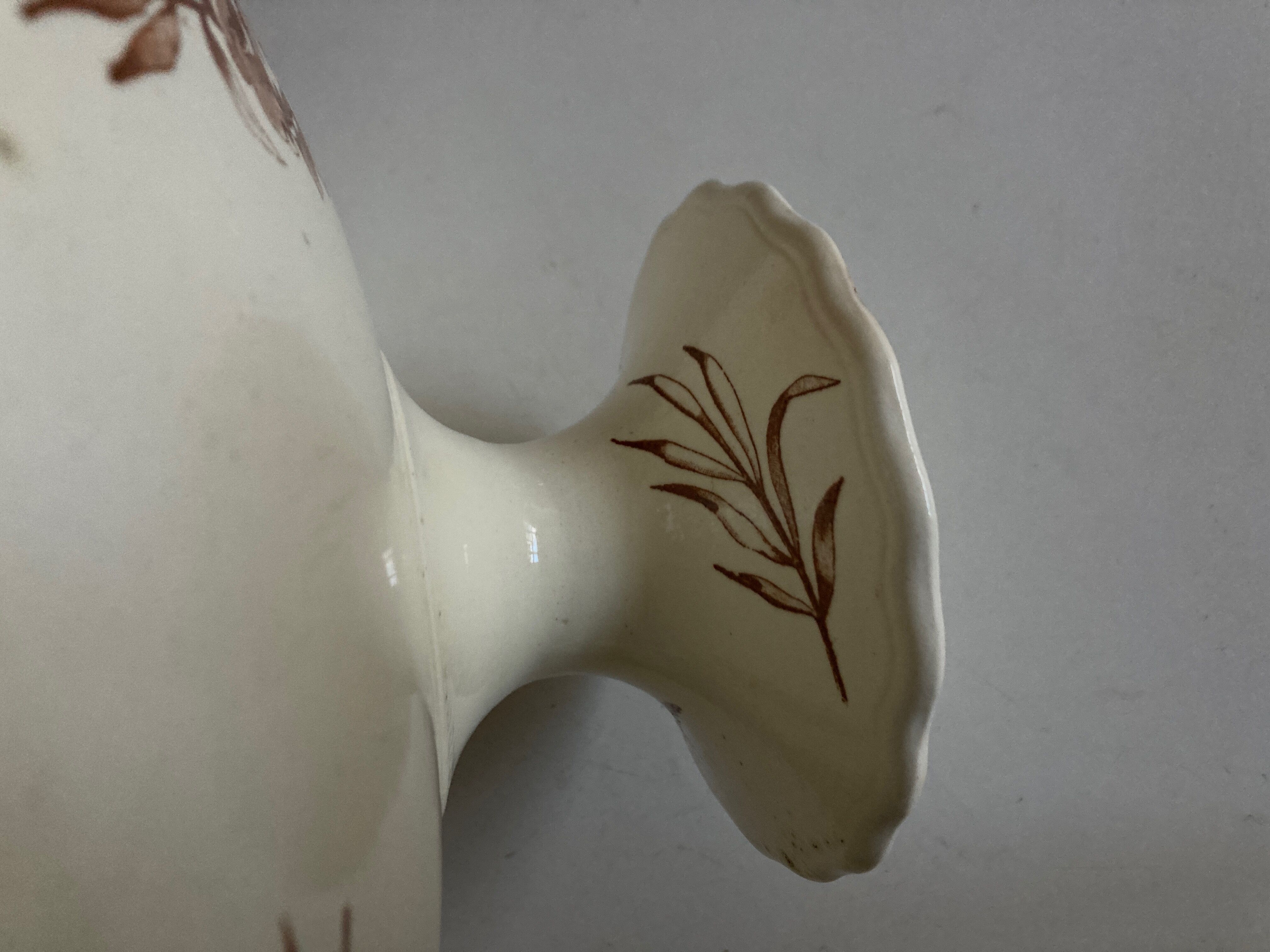 Compotier with gadroons in faience of Clairfontaine 1890 with flowers