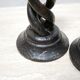 Pair of antique turned wooden candle holders