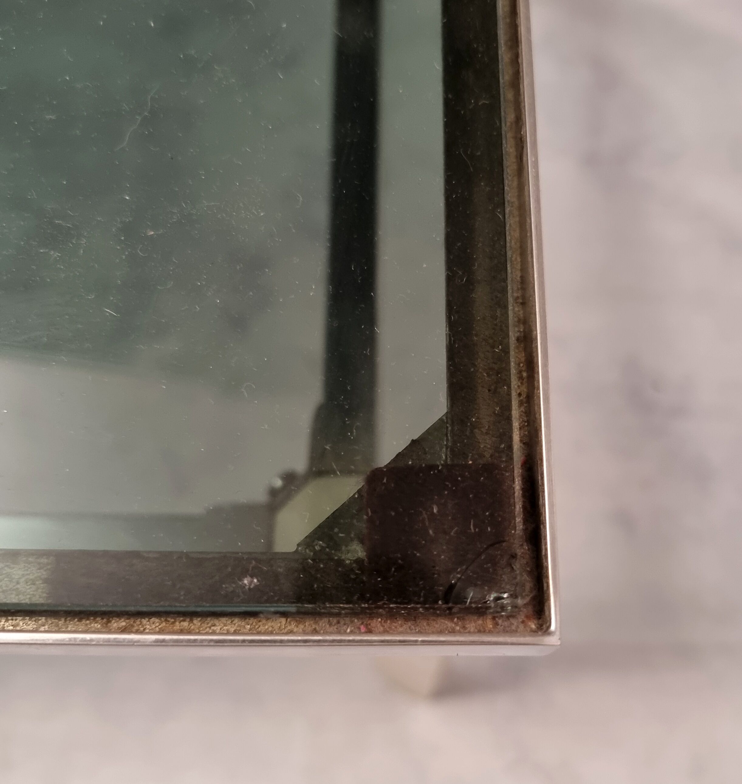 Italian coffee table metal & smoked glass ca 1970