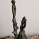 Ornamental candlestick in patinated bronze – Louis XV Rococo style – 19th century