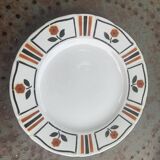 Set of 6 flat plates, Art Deco, Monaco model, K & G Lunevile,