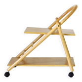 Vintage Bar Cart with Solid Wood Structure and Wheels, Italy 1980s
