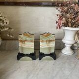 Art Deco onyx and marble bookends