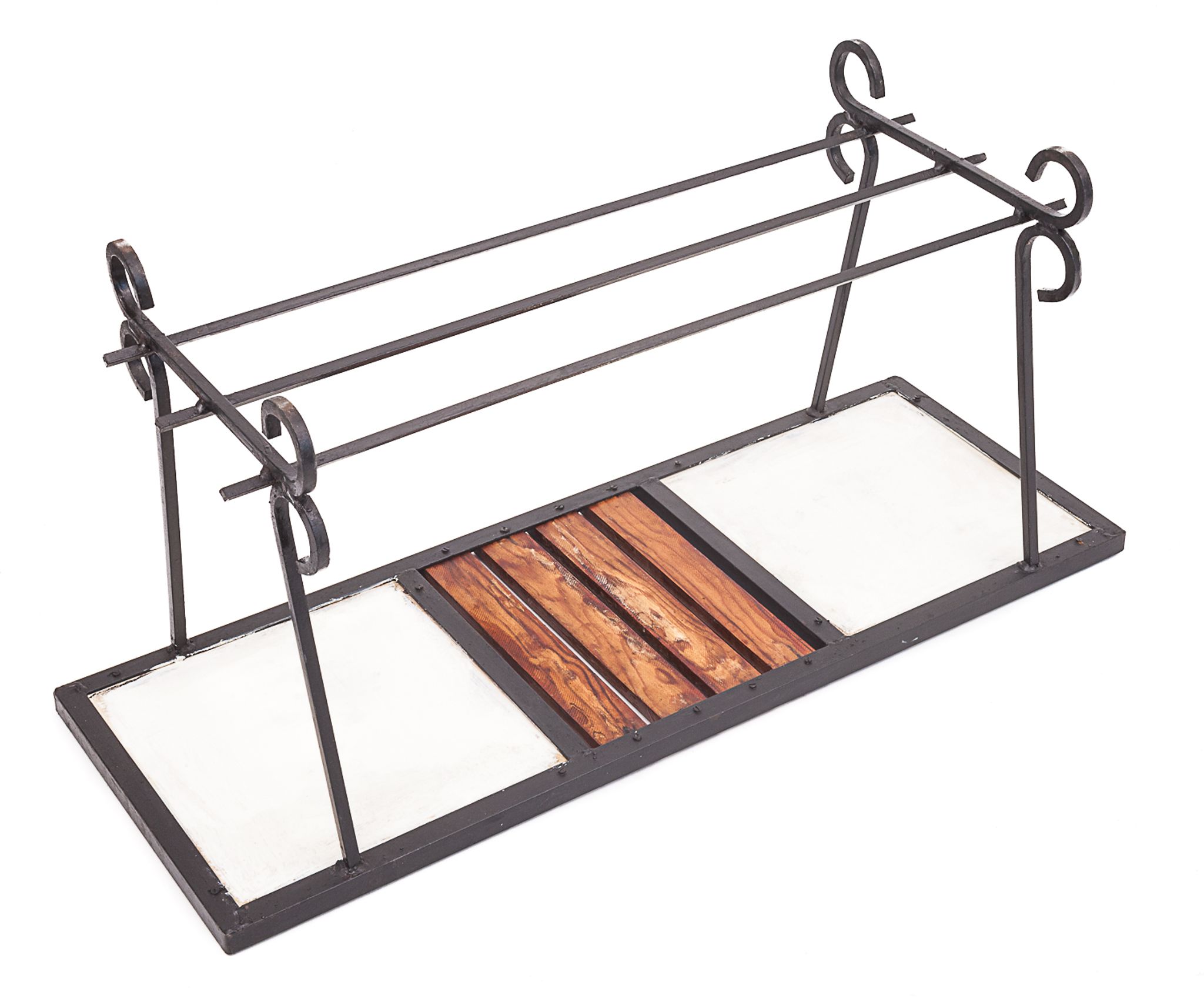 Table basse moderniste, teck et céramique, 1950