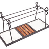 Table basse moderniste, teck et céramique, 1950