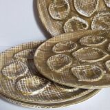Six oyster plates earthenware with matte enamel, 50s