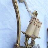 Pair of bronze and glass wall lights