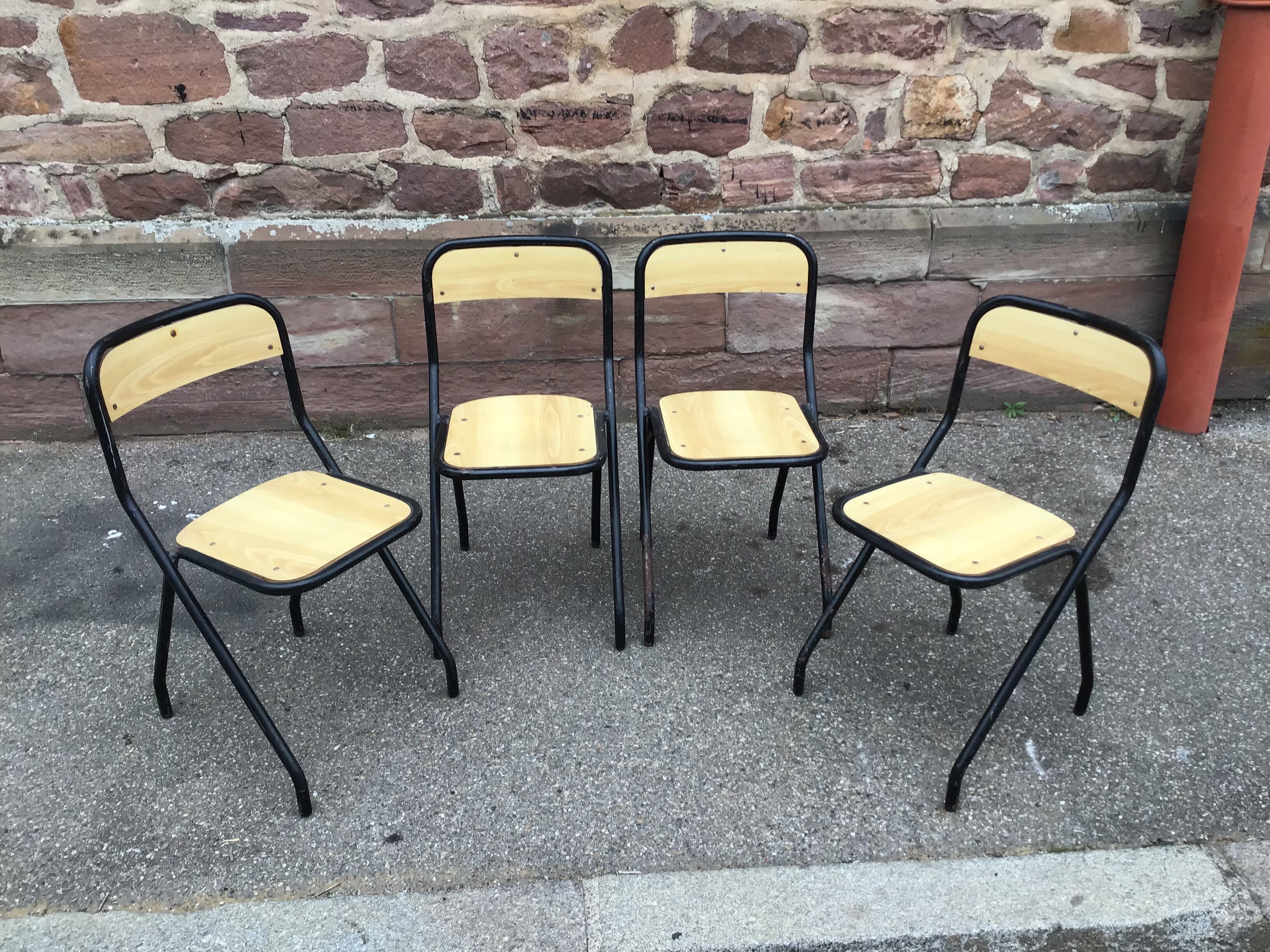 4 vintage school design chairs 1960