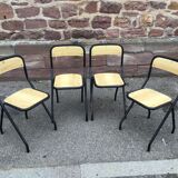 Set de 4 chaises design d’école vintage 1960