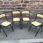 4 vintage school design chairs 1960