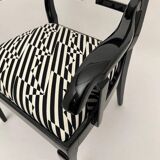 Art Deco Armchairs in Black Lacquer and Black-Creme Fabric, 1925