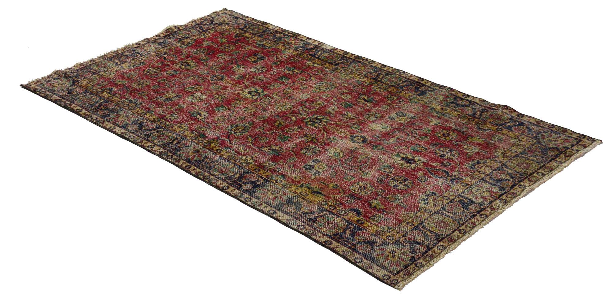 Turkish Anatolian Handmade Vintage Area Rug 204 cm x 114 cm