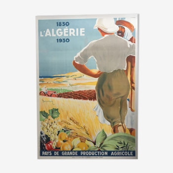 Affiche originale "L'Algérie Pays de grande production agricole" 73x104cm 1929