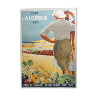 Affiche originale "L'Algérie Pays de grande production agricole" 73x104cm 1929