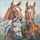 Tableau Huile sur Isorel - Chevaux Signé SL (Signature a identifier)