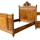 Louis XVI style walnut bed and bedside table