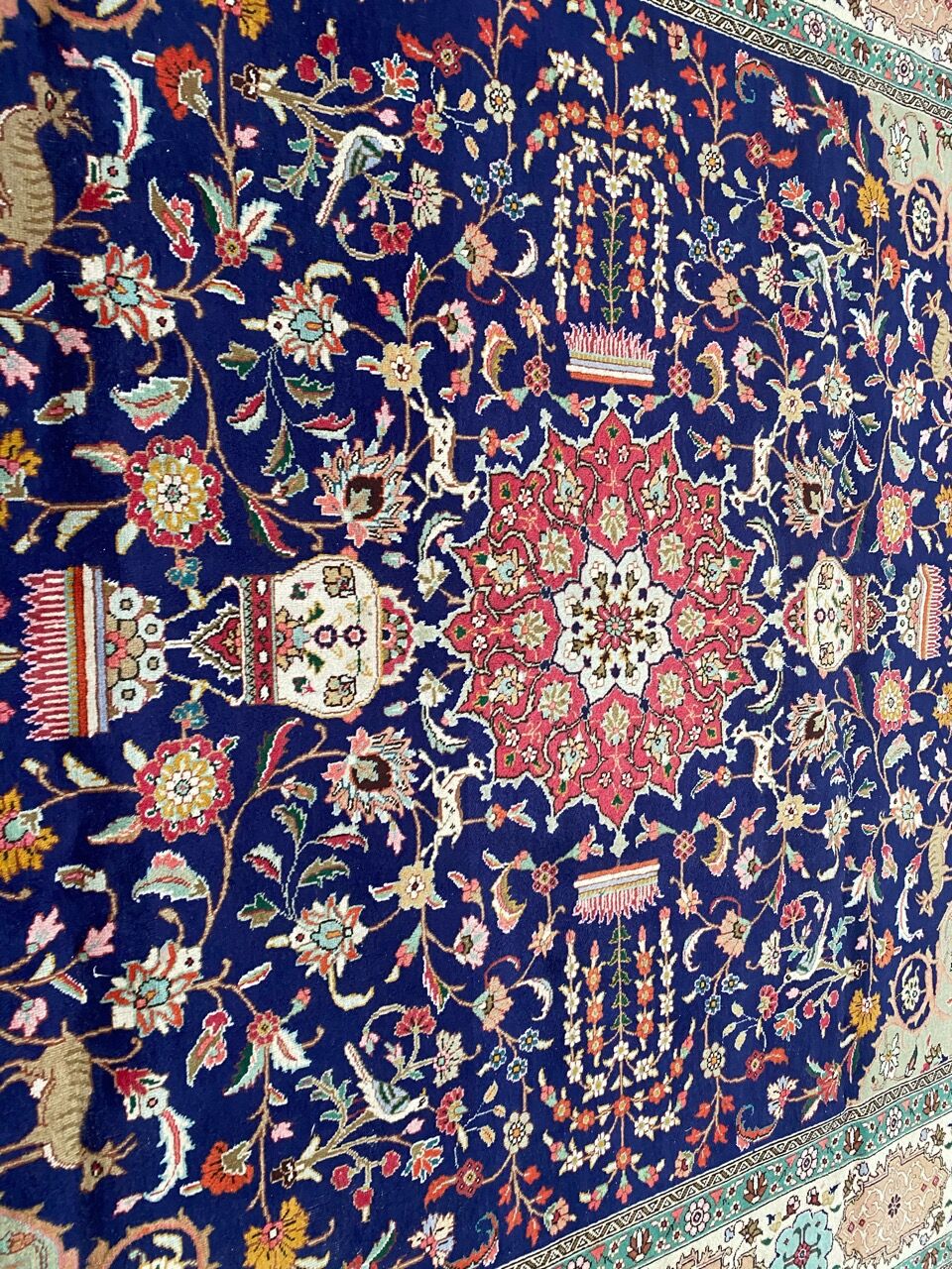 Large handmade Persian vintage Tabriz rug 300x395 cm