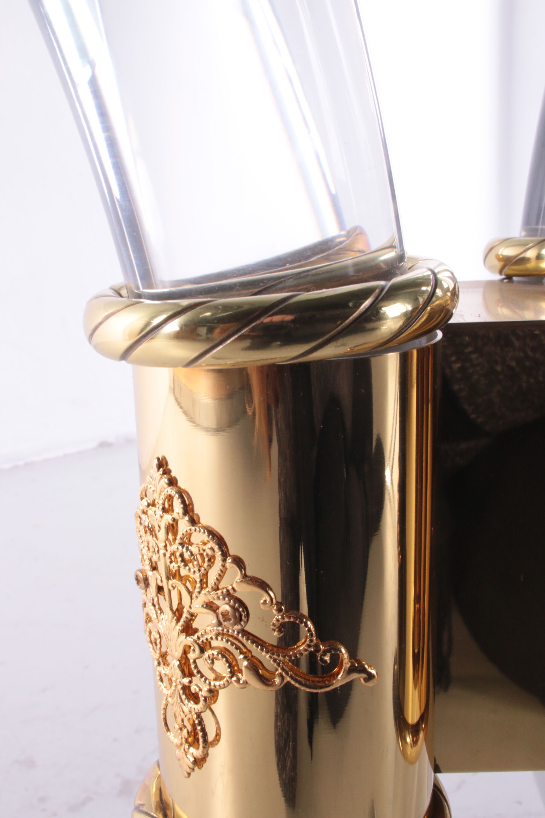 Hollywood regency coffee table with plexiglas side table, 1970 italy