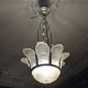 Art Deco chandelier, sandblasted pressed glass, nickel-plated bronze 1930