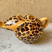 Teapot elephant glazed ceramic collector Giraffe 70s-80s