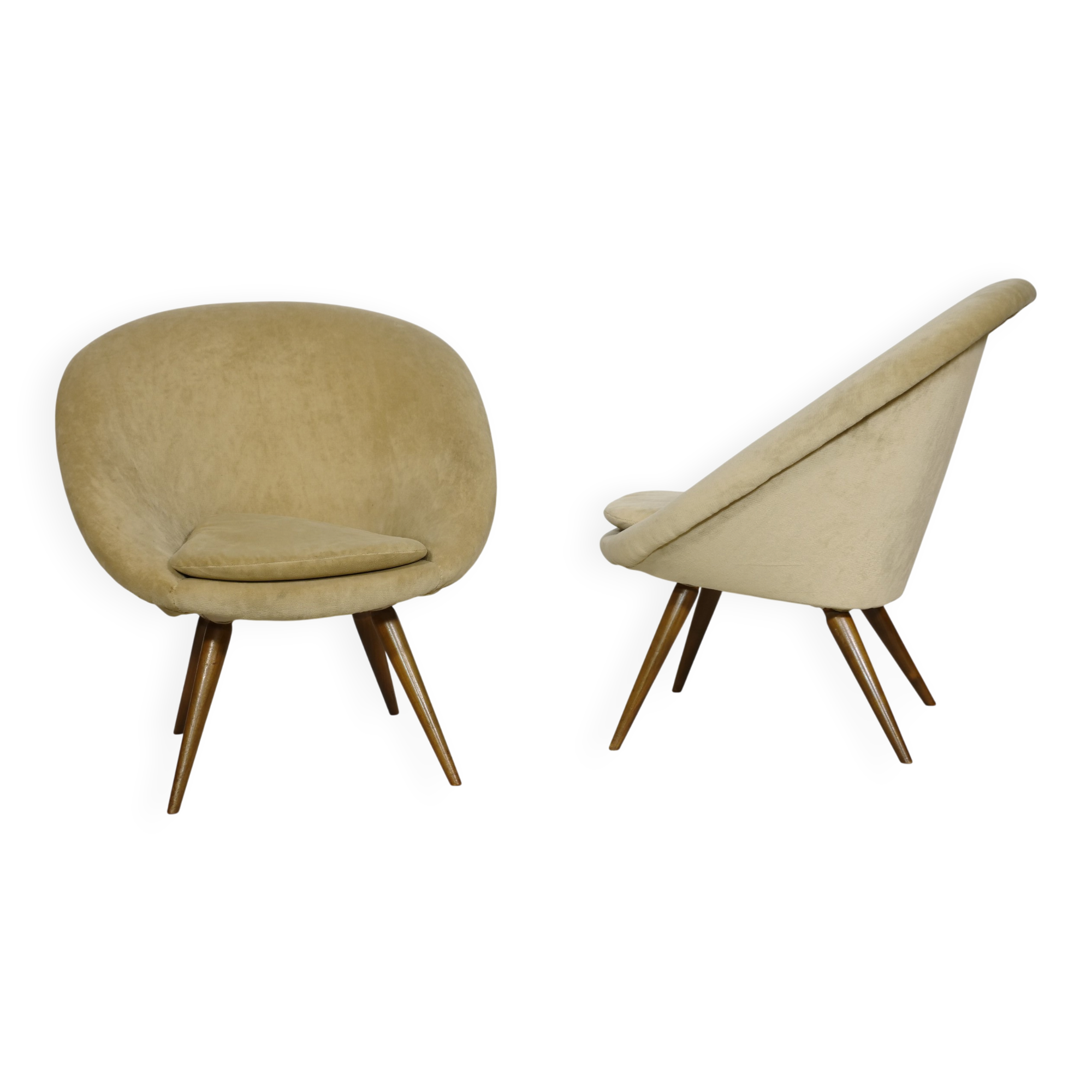 Mid-Century Shell Lounge Chairs in the Style of Jean Royère, Set of 2, 1950