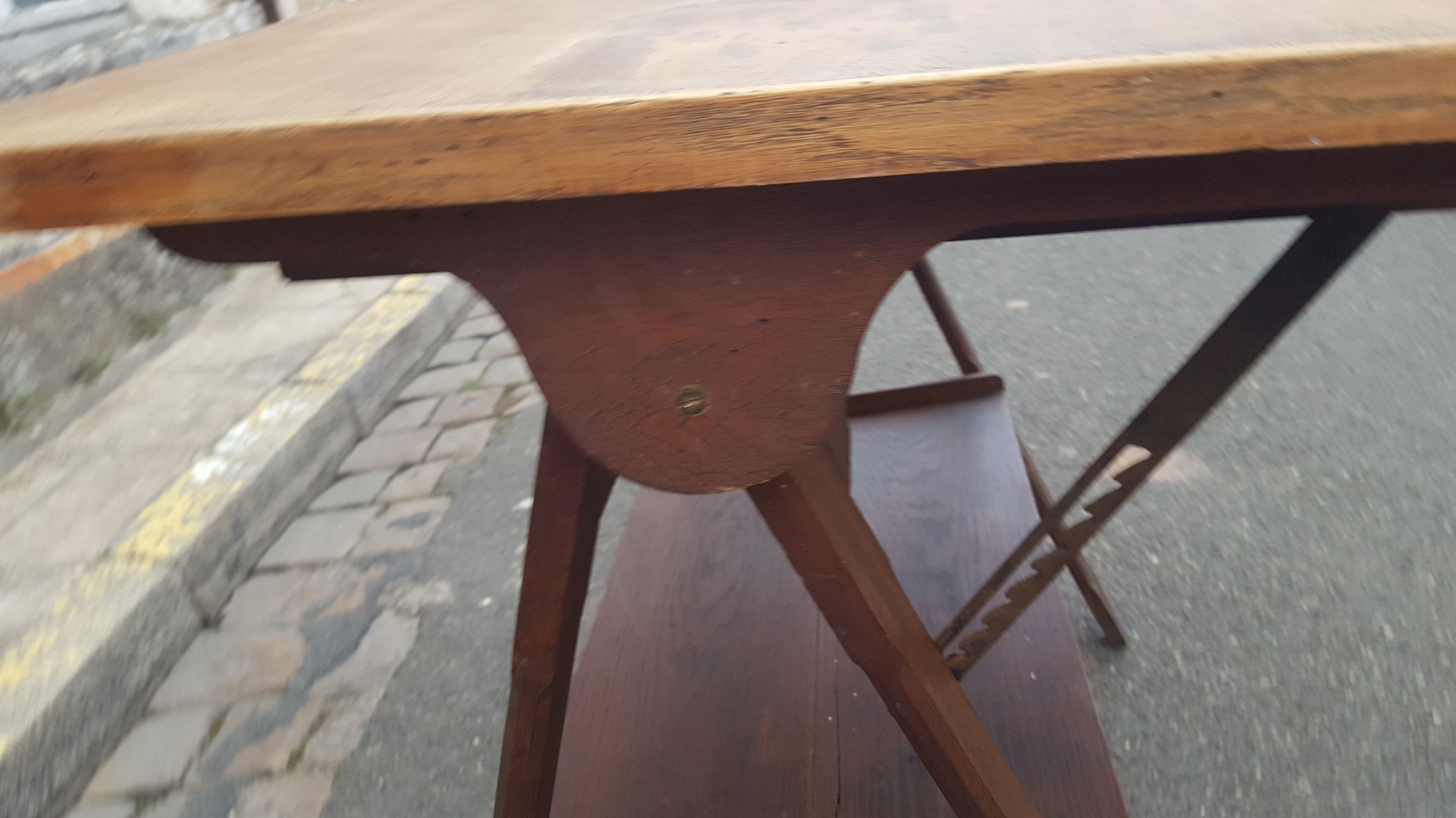 Drawing table wood and vintage metal