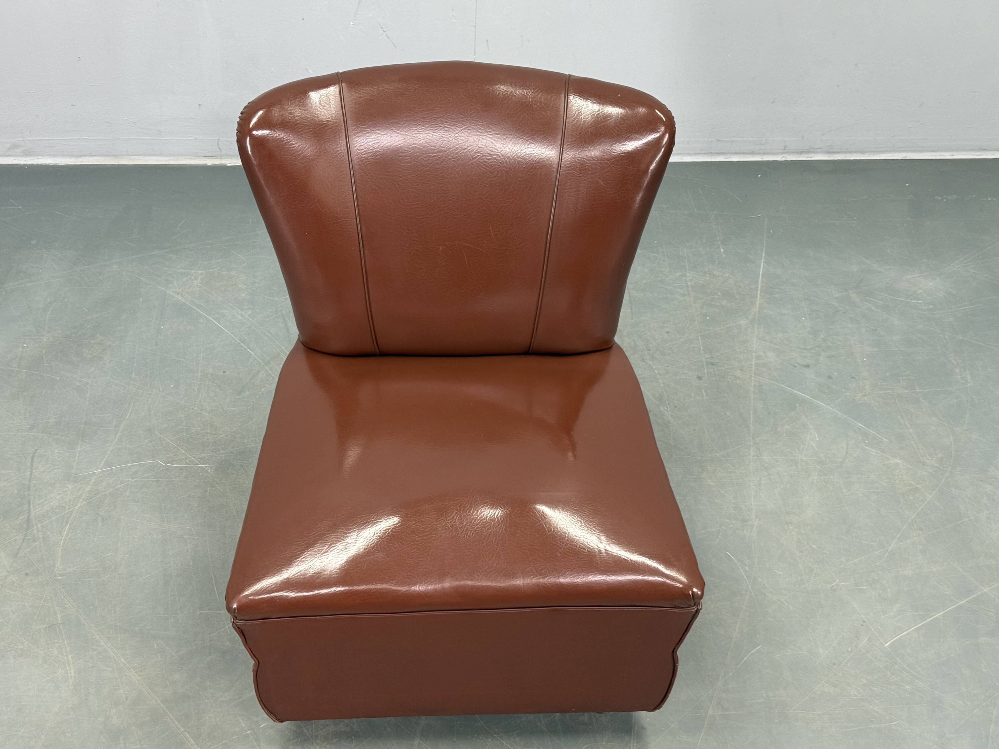 1950s Italian Mid Century Leatherette Lounge Chair
