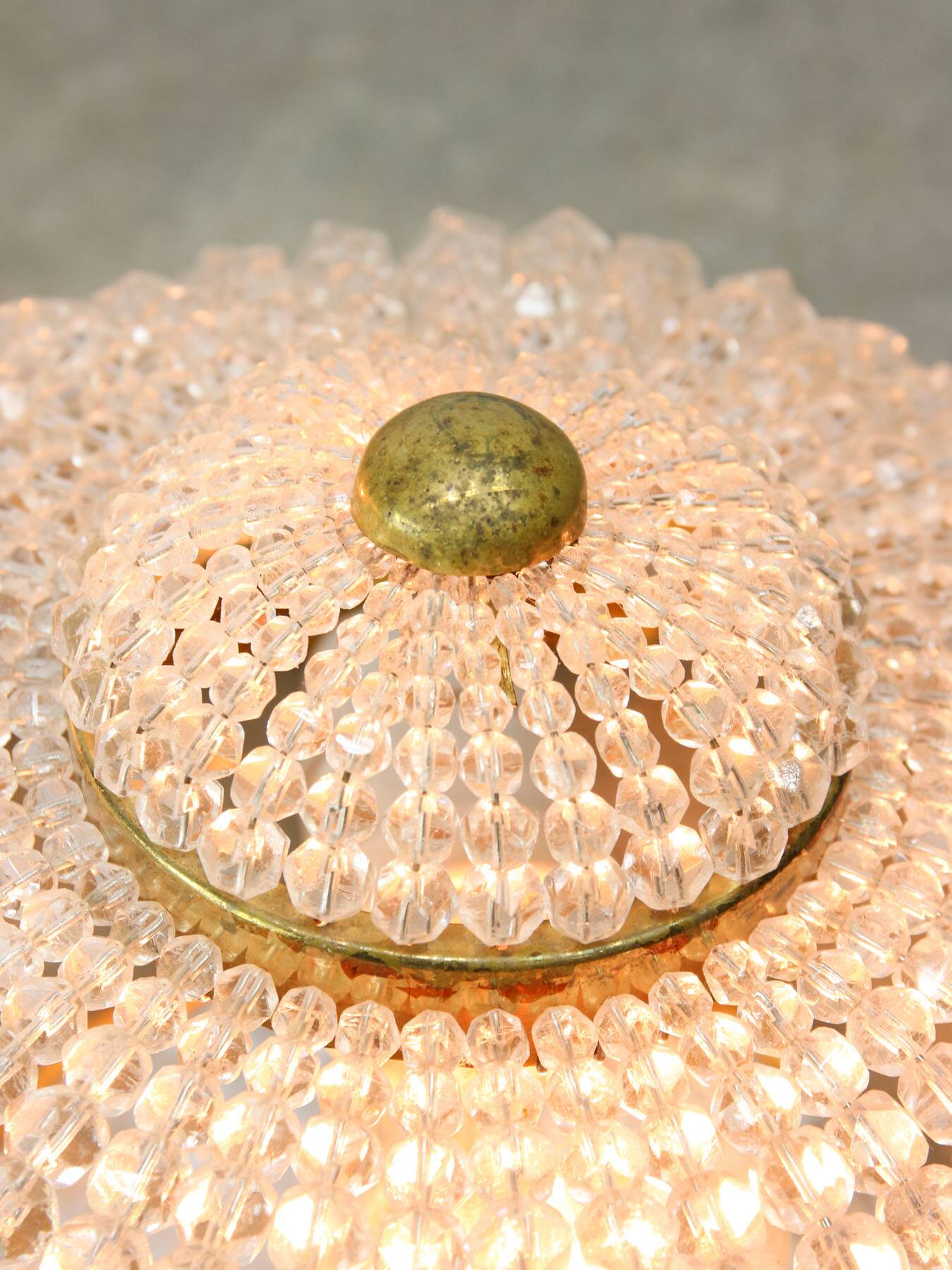 Mid-Century Czech Crystal and Brass Wall Lamp in Brass, 50s, set of 2