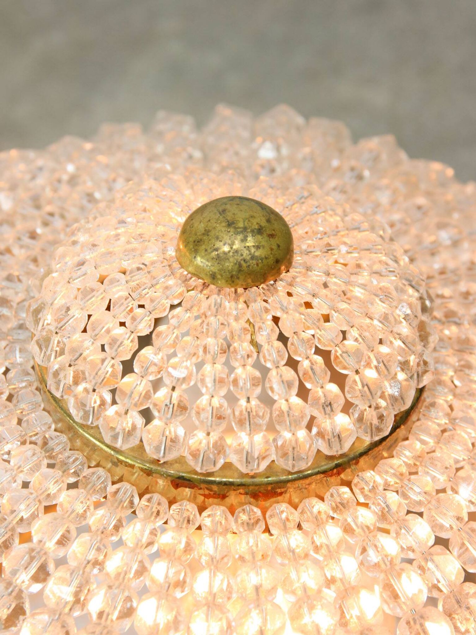 Mid-Century Czech Crystal and Brass Wall Lamp in Brass, 50s, set of 2