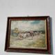 Painting of a Basque shepherd and his cows / antique oil painting