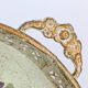 Oval metal decorative vintage tray with floral pattern.