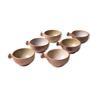 Six sandstone coffee cups, La Borne, 60s