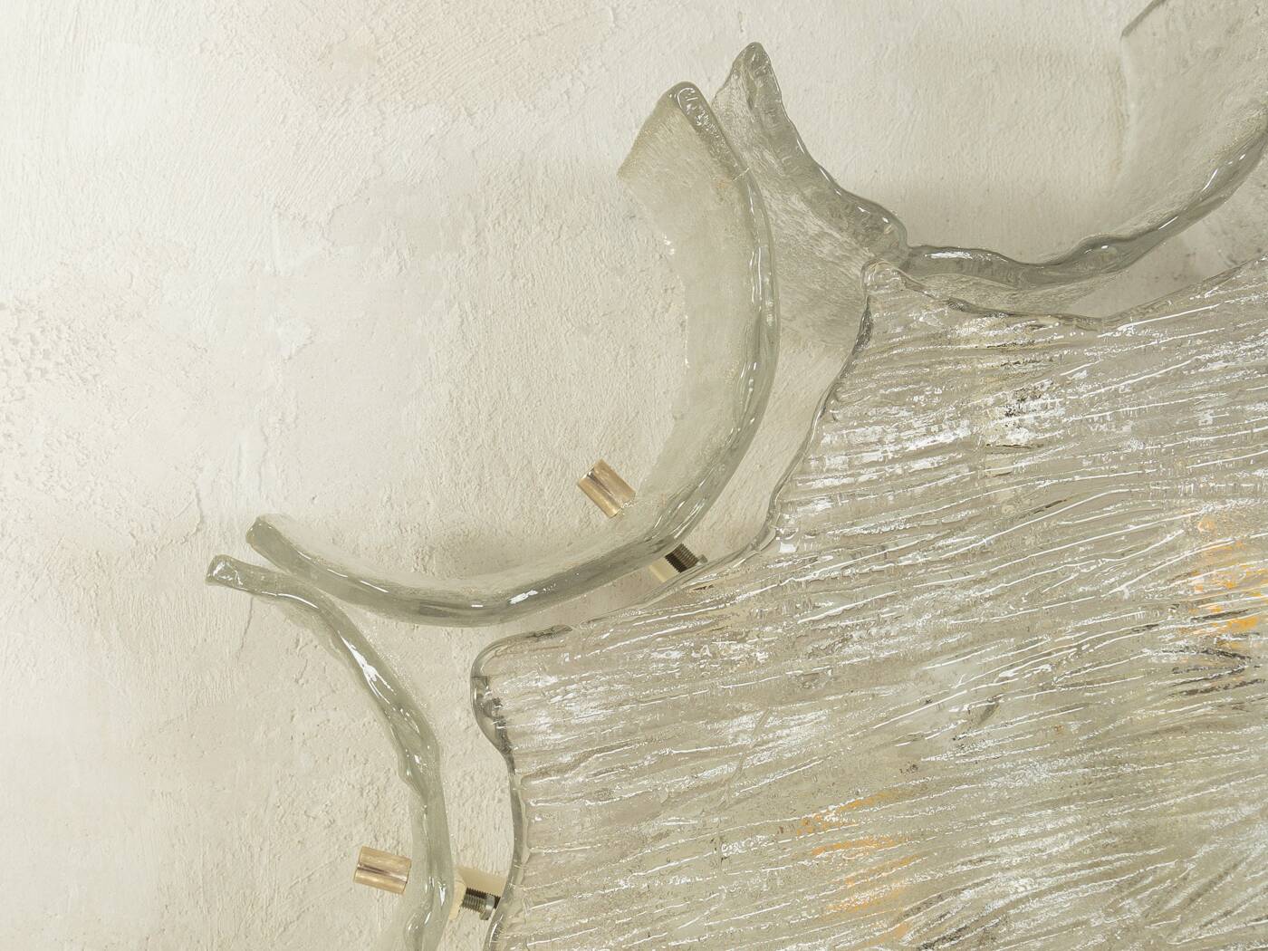 Wall and ceiling lamp Kaiser Leuchten 1970s ice glass