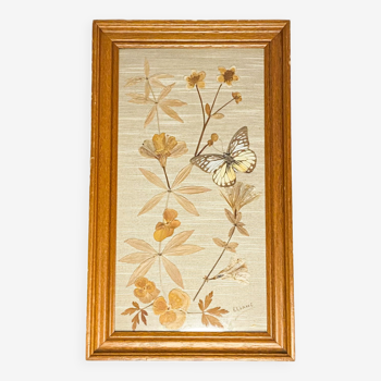 Butterfly frame and dried flowers