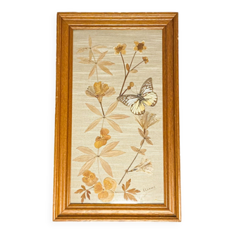 Butterfly frame and dried flowers