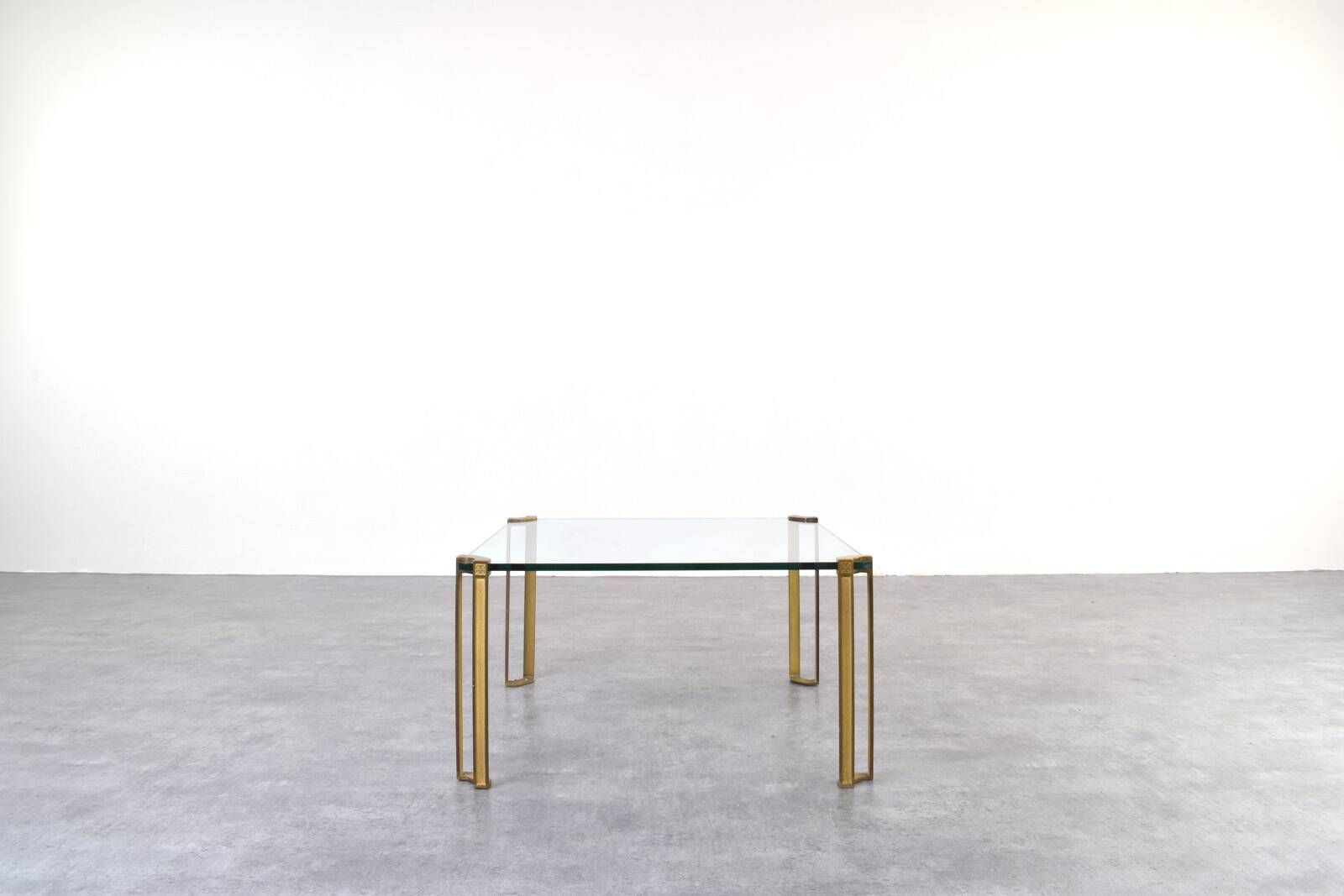 Hollywood Regency Brass and Glass Coffee Tables by Peter Ghyczy, Set of 2