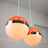 Space Age Italian Orange Pendant Lamps, Set of 2