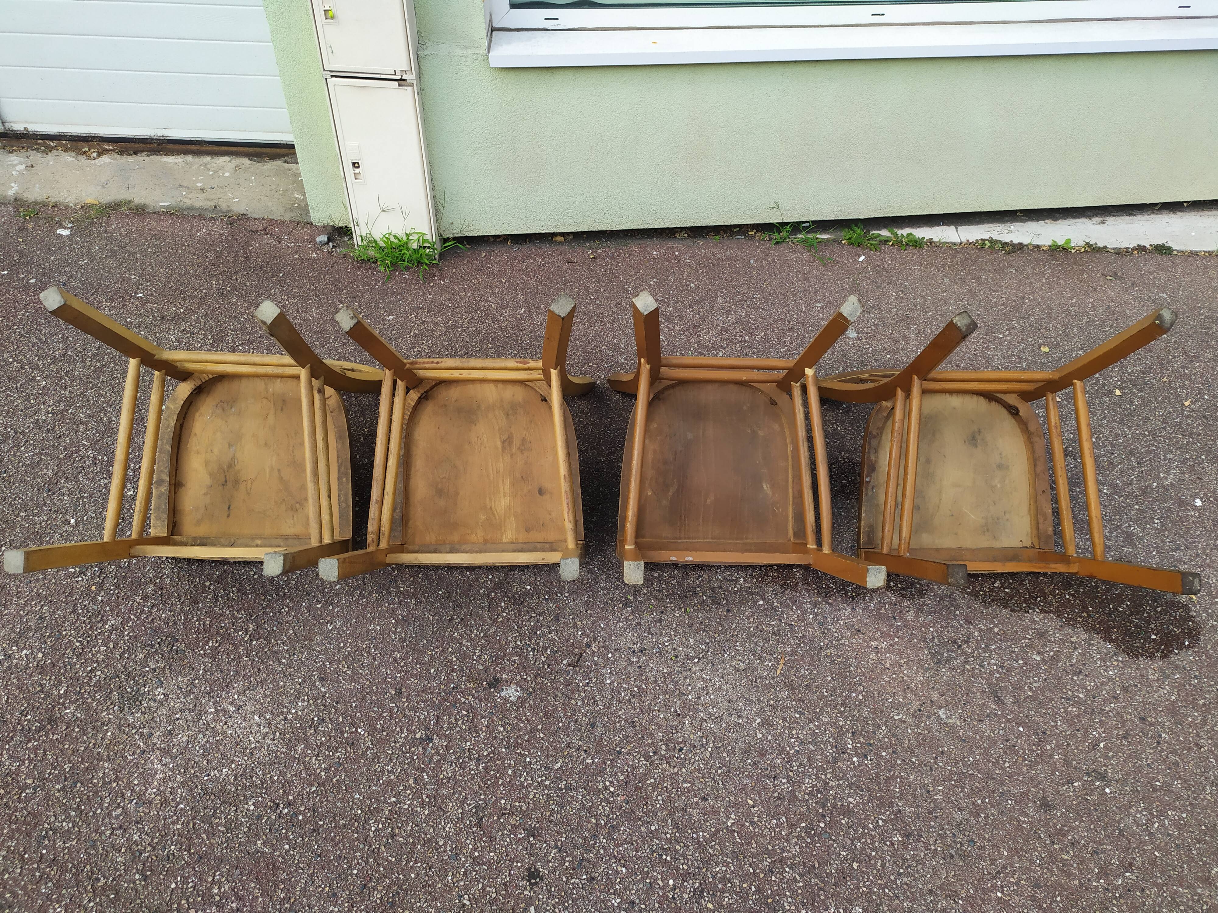 Set of 4 wooden chair bistrot farm
