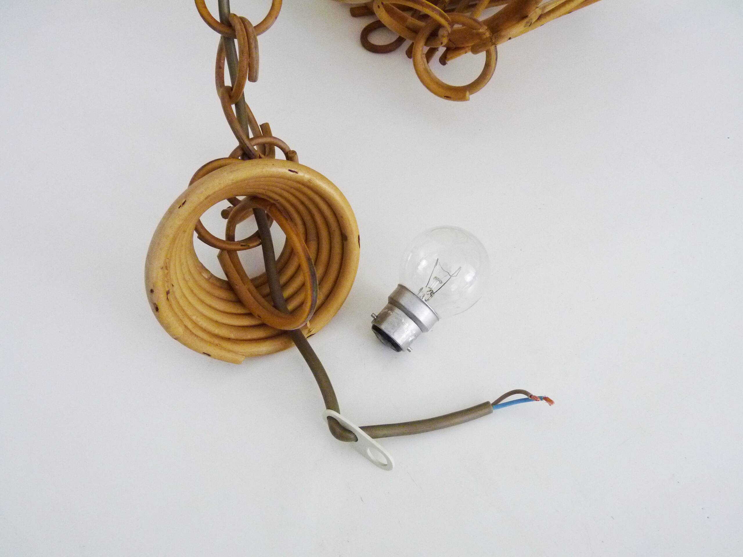 Rattan pendant light 1950s