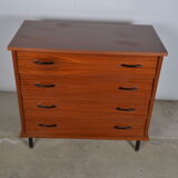 Teak chest of drawers and metal feet