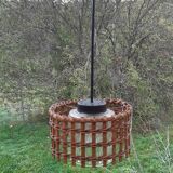 Chiseled glass and wicker suspension 1970