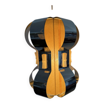 Lampe en lamelles de métal chromée, années 70, psychédélique