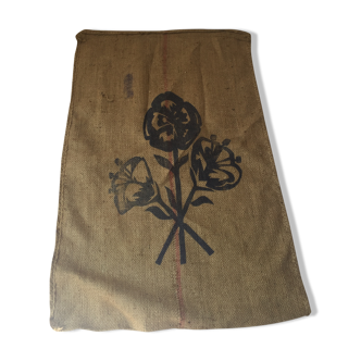 Bag burlap canvas flax flowers