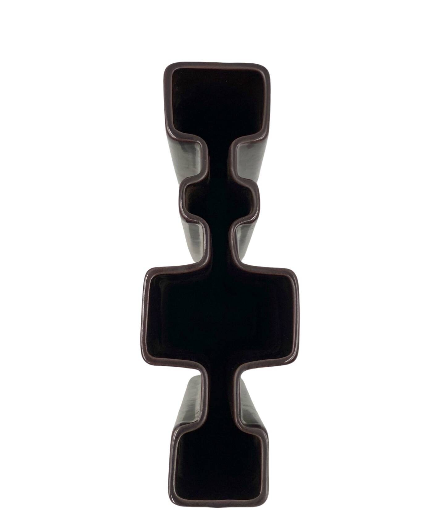 Angelo Mangiarotti, Space age brown ceramic vase, Fratelli Brambilla Italy ca. 1968