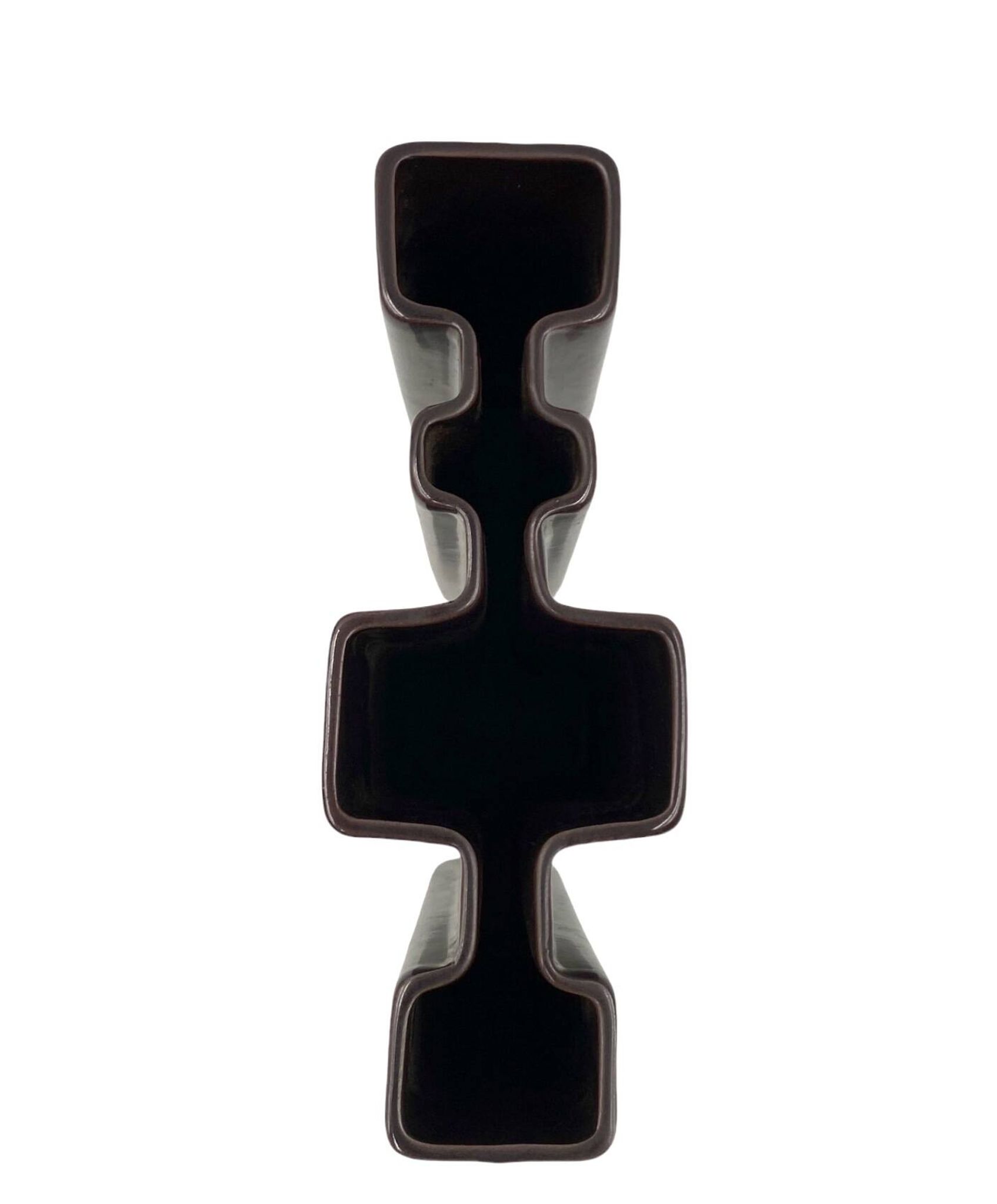 Angelo Mangiarotti, Space age brown ceramic vase, Fratelli Brambilla Italy ca. 1968