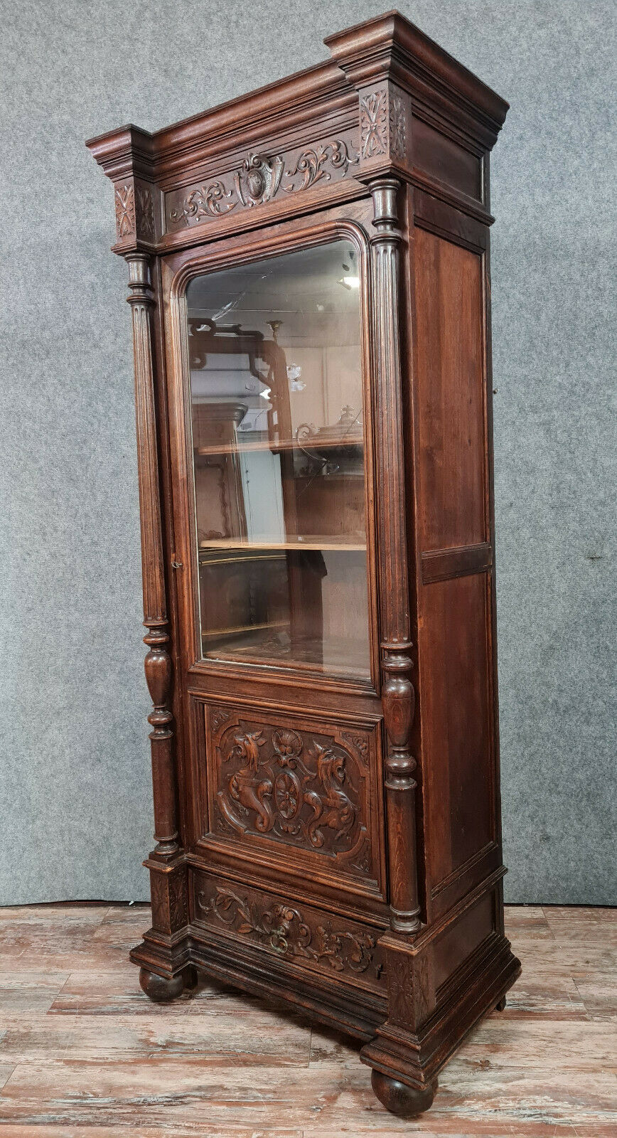Renaissance library of solid oak hunting lodge around 1850