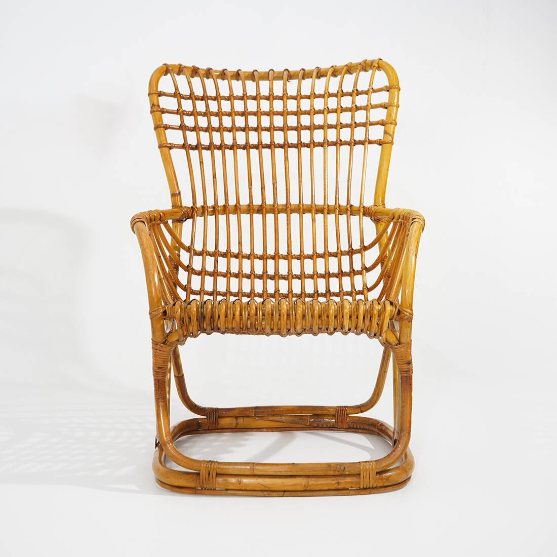 Rattan and woven cane armchair, 1960s