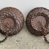 Pair of rattan ceiling lights